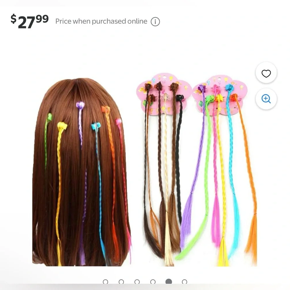 New Two Girl’s Colorful Faux Hair Extension Clips Unicorns